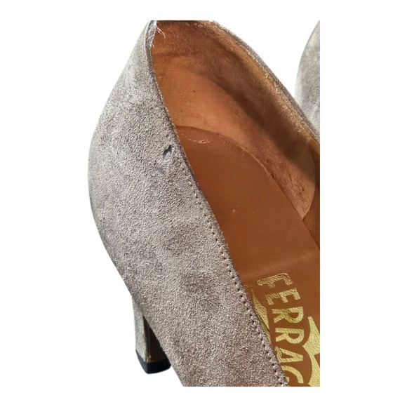 Salvatore Ferragamo Heels Size 9.5 AA Brown Beige - Picture 13 of 15